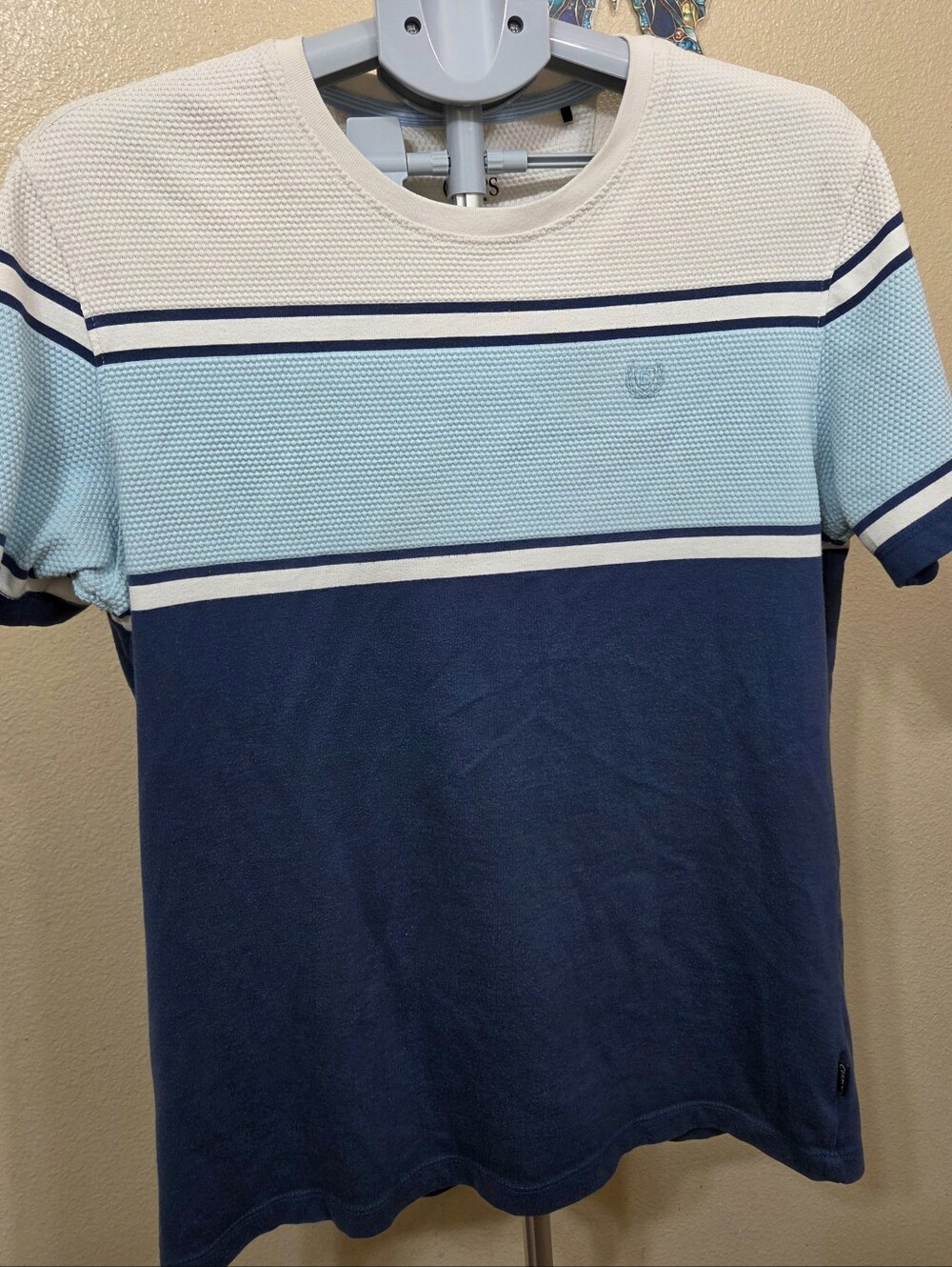 Chaps Navy, Light Blue & White Striped Short Sleeve Tee Teens M